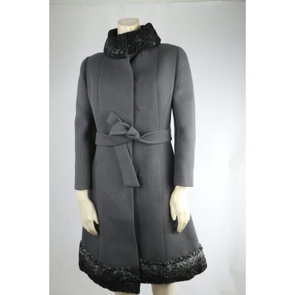 Vintage Lepshire Gray Mongolian Fur Belted Coat Jacket Women’s Size S Luxury - Picture 14 of 15